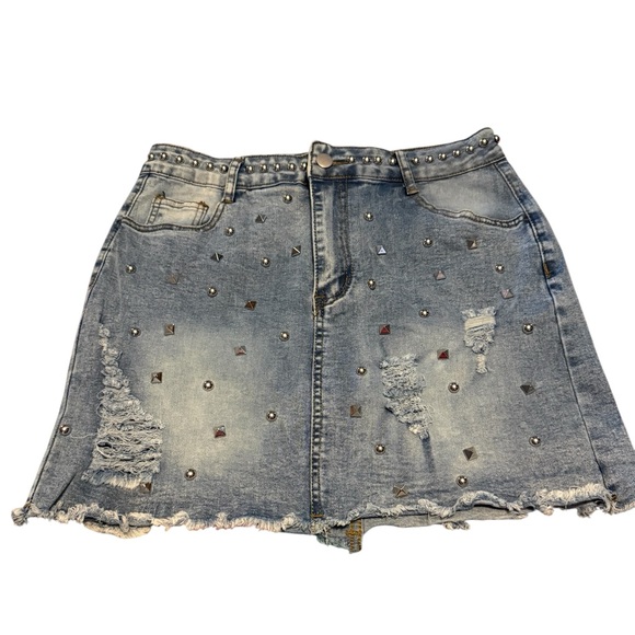 Dresses & Skirts - Studded Denim Skirt